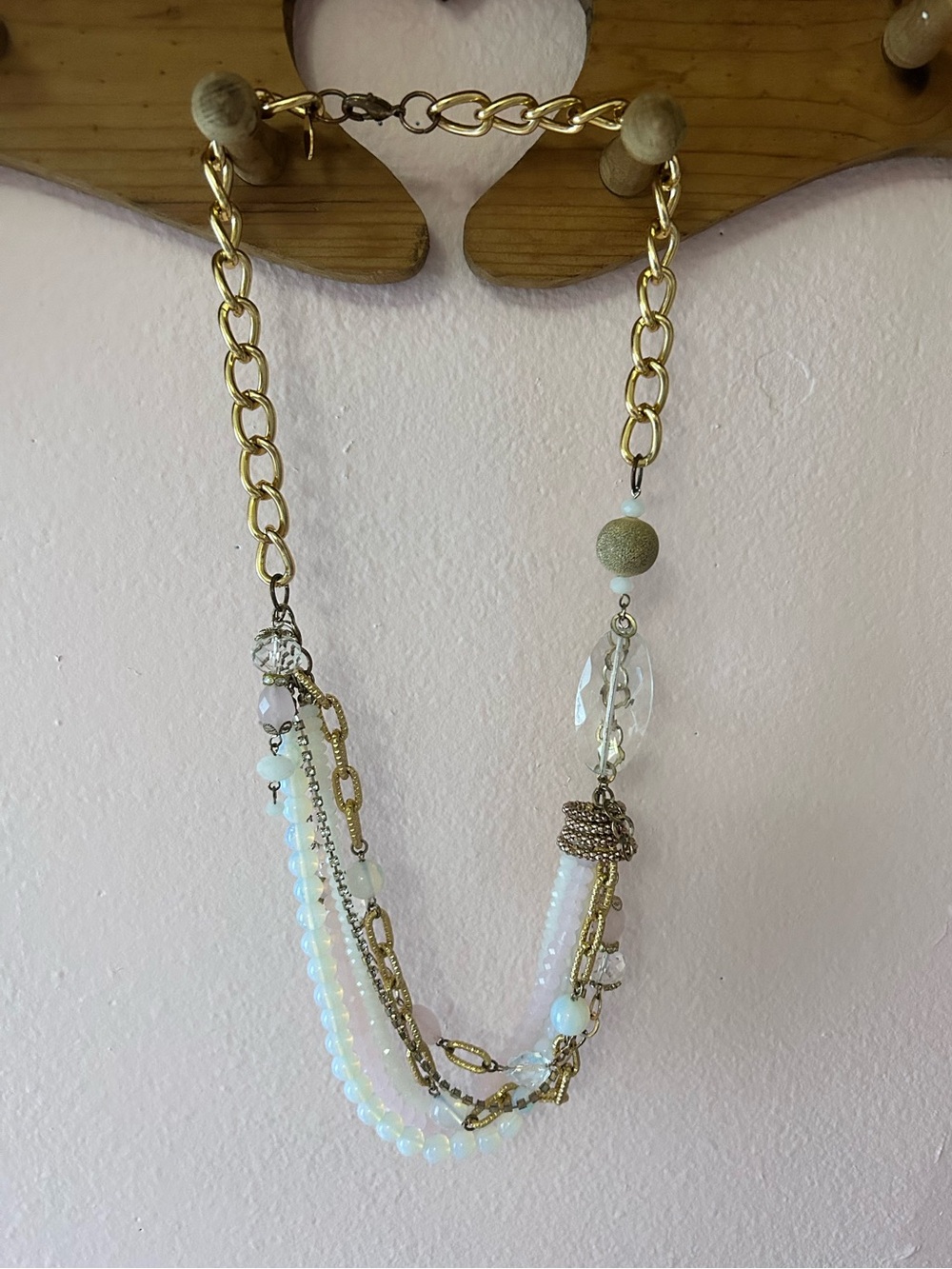 Gold Multi-Chain Opalite Beaded Necklace by Nicole